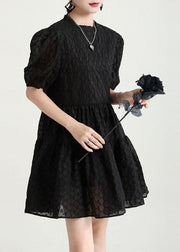 Style Black Puff Sleeve Patchwork Summer A Line Dresses - bagstylebliss