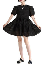 Style Black Puff Sleeve Patchwork Summer A Line Dresses - bagstylebliss