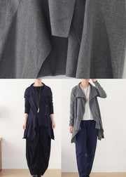 Style Blue Asymmetrical Design Zippered Fall Coat Short - bagstylebliss