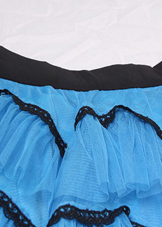 Style Blue Asymmetrical Tulle Skirt Spring