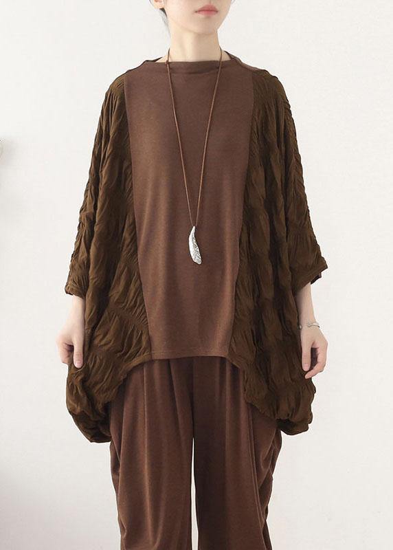 Style Chocolate Patchwork Wrinkled Top Fall - bagstylebliss