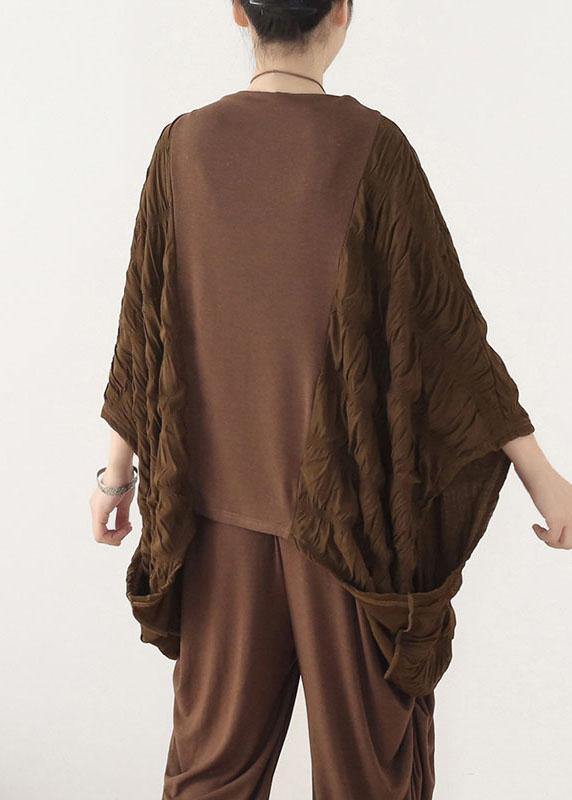 Style Chocolate Patchwork Wrinkled Top Fall - bagstylebliss