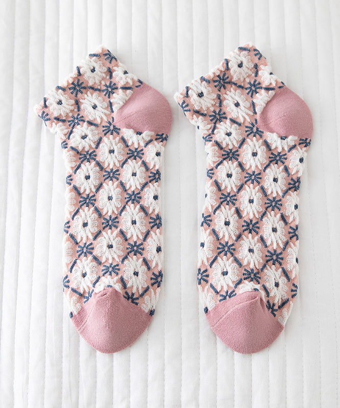 Style Floral Jacquard Women Cotton Low Cut Socks