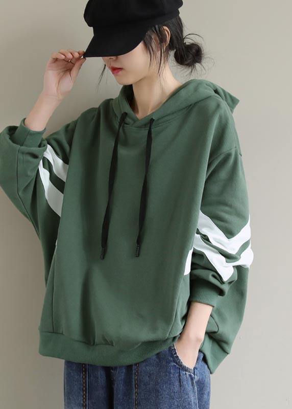 Style Green Blouse Hooded Cinched Spring Shirt - bagstylebliss