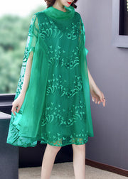 Style Green Embroidered Tulle Vacation Dresses Spring