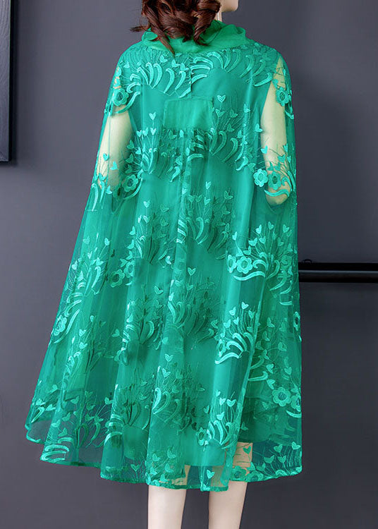 Style Green Embroideried Tulle Vacation Dresses Spring