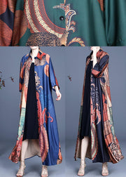 Style Green Print Summer Silk Half Sleeve Cardigans Long - bagstylebliss