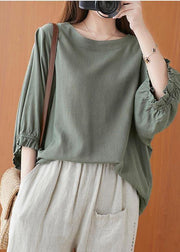 Style Green lantern sleeve Cotton Blouse Top Summer - bagstylebliss