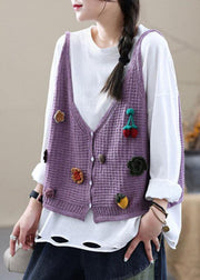 Style Khaki Embroideried Floral Fall Shirt Knit Vest Sleeveless - bagstylebliss