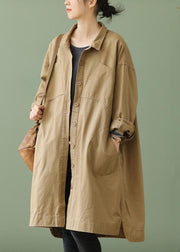 Stil Khaki Bubikragen Taschen Knopf niedrig hoch Design Herbst Langarm Trenchcoat