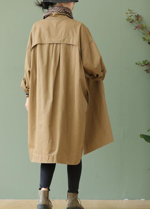 Stil Khaki Bubikragen Taschen Knopf niedrig hoch Design Herbst Langarm Trenchcoat