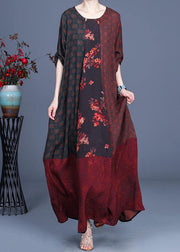 Style Mulberry Print Patchwork Robe Dresses Summer Spring - bagstylebliss