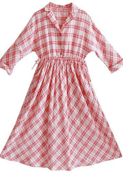Style Notched Summer Quilting Dresses Fashion Ideas Red Plaid Art Dress - bagstylebliss