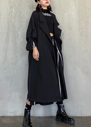 Style Notched pockets fine Long coat sblack oversized women coats - bagstylebliss