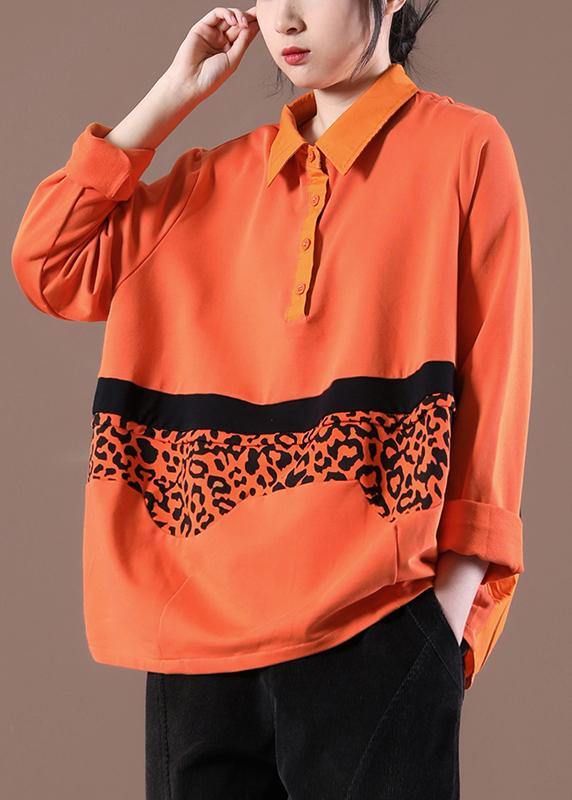 Style Orange Peter Pan Collar Loose Sweatshirt - bagstylebliss