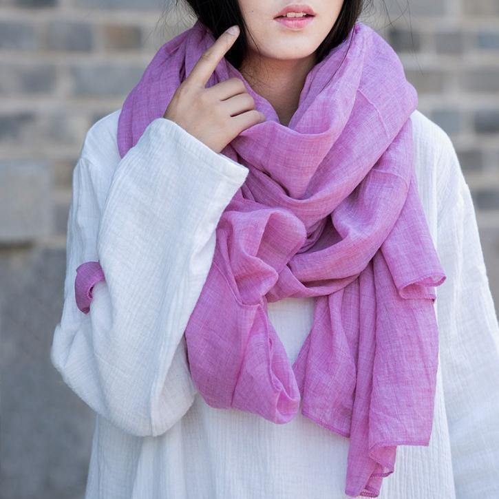 Style Organic Simple Pure Color Cotton Linen Scarf - bagstylebliss