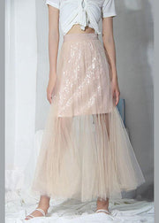 Style Pink Tulle Sequins A Line Skirts - bagstylebliss