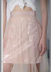 Style Pink Tulle Sequins A Line Skirts - bagstylebliss