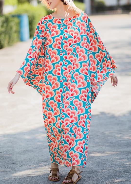 Style Print Kaftan Batwing Sleeve Maxi Dresses - bagstylebliss