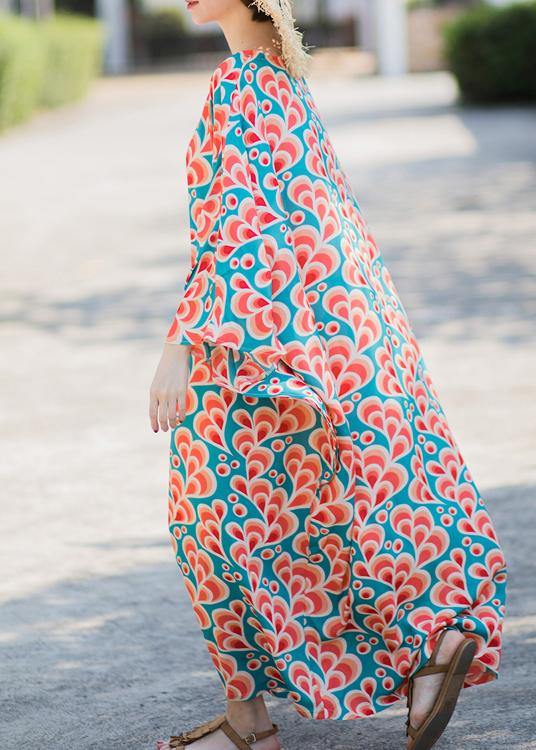 Style Print Kaftan Batwing Sleeve Maxi Dresses - bagstylebliss