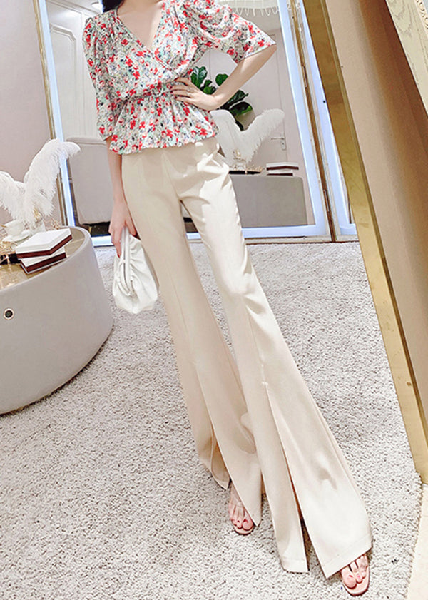 Style Rose High Waist Slim Fit Flared Trousers Spring