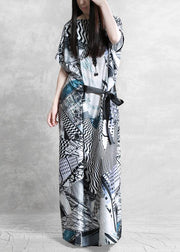 Style Slash neck asymmetric summer dress Catwalk gray print Dress - bagstylebliss