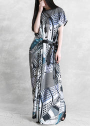 Style Slash neck asymmetric summer dress Catwalk gray print Dress - bagstylebliss