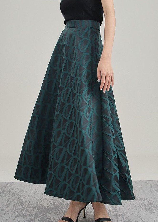 Style Tea Green Asymmetrical Print Skirt Spring