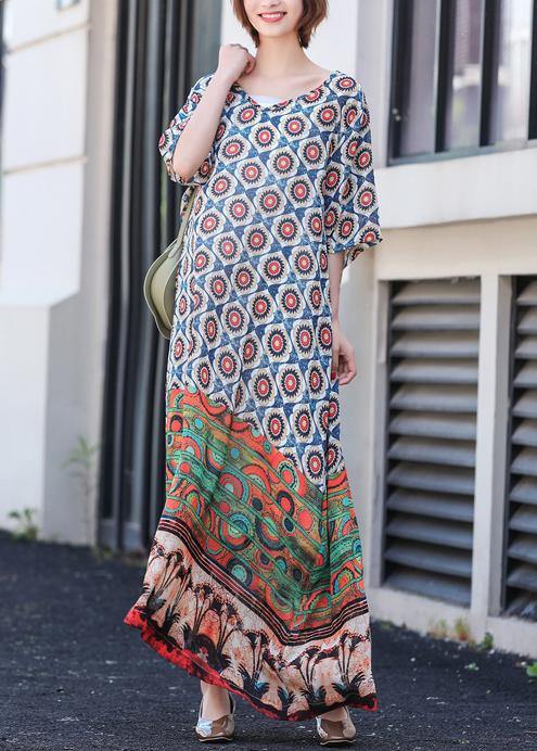 Style V Neck Dress Sleeve Print Traveling Dress - bagstylebliss