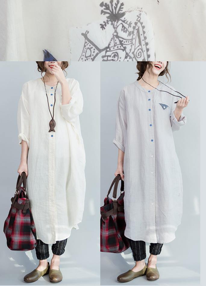 Style White Button Maxi Summer Cotton Dress - bagstylebliss