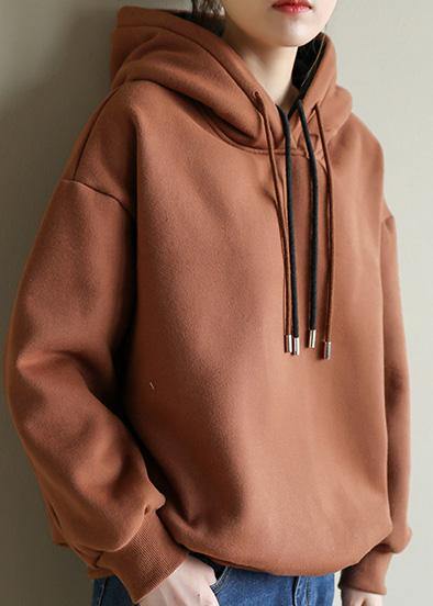 Style chocolate cotton top silhouette wild box Double-layer hooded tops - bagstylebliss