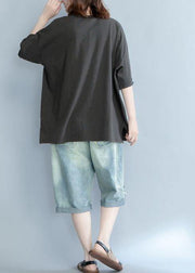 Style dark Appliques cotton Tunic prints cotton summer top - bagstylebliss