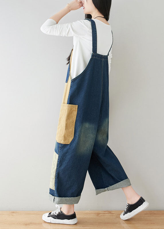 Stil dunkelblaue Taschen Patchwork Baumwoll-Denim-Overalls Frühling