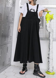 Style high waist cotton quilting dresses Outfits black strap loose Dress summer - bagstylebliss