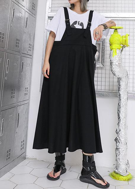 Style high waist cotton quilting dresses Outfits black strap loose Dress summer - bagstylebliss