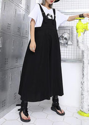 Style high waist cotton quilting dresses Outfits black strap loose Dress summer - bagstylebliss