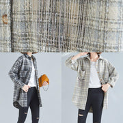 Style khaki plaid tunic pattern baggy spring tops - bagstylebliss