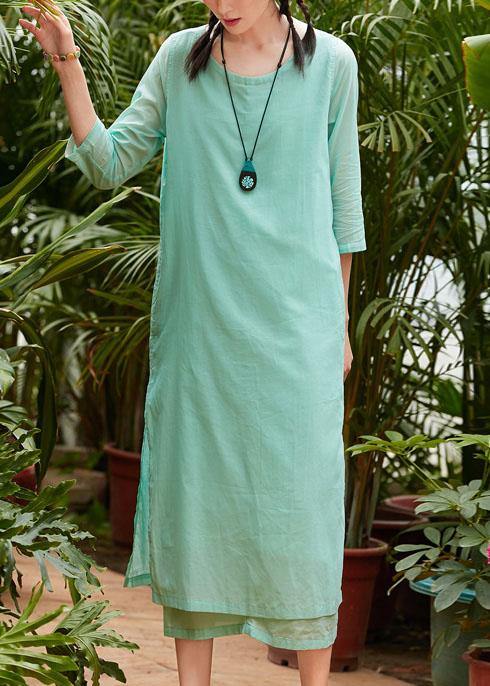 Style light green cotton Tunics half sleeve o neck Traveling summer Dress - bagstylebliss