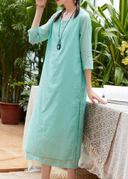 Style light green cotton Tunics half sleeve o neck Traveling summer Dress - bagstylebliss