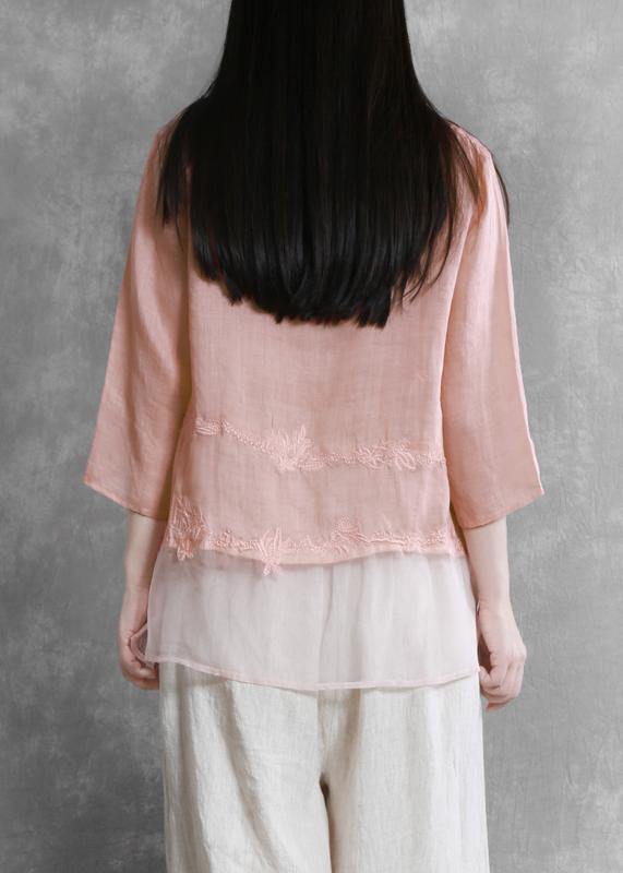 Style o neck asymmetric clothes Tunic Tops pink blouses - bagstylebliss