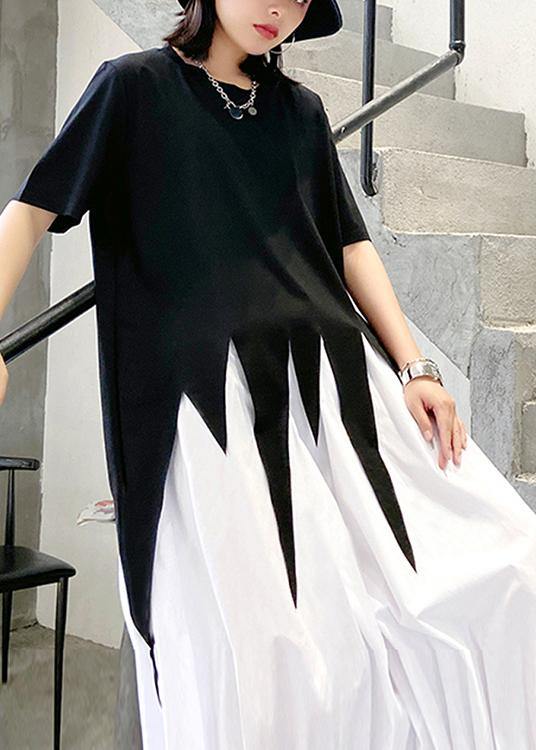 Style o neck asymmetric summer tunics for women Work Outfits black top - bagstylebliss