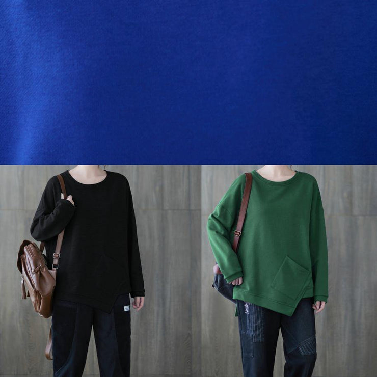 Style o neck asymmetric top Tunic Tops blue shirt - bagstylebliss