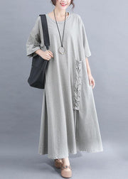 Style o neck cotton clothes Outfits gray half sleeve Dresses summer - bagstylebliss