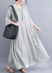 Style o neck cotton clothes Outfits gray half sleeve Dresses summer - bagstylebliss