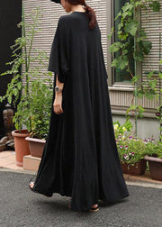 Style o neck exra large hem cotton dresses Runway black A Line Dress - bagstylebliss