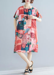 Style o neck short sleeve cotton quilting clothes Catwalk floral Dresses summer - bagstylebliss