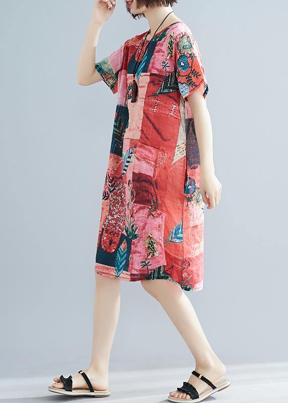 Style o neck short sleeve cotton quilting clothes Catwalk floral Dresses summer - bagstylebliss