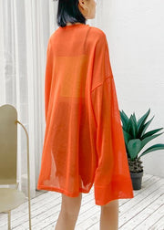 Style o neck summer pattern orange Sun protection clothing - bagstylebliss