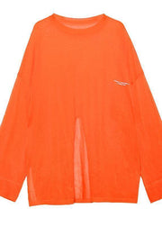 Style o neck summer pattern orange Sun protection clothing - bagstylebliss