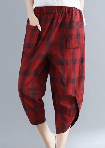 Style red Plaid cotton Wardrobes Sweets Art harem pants - bagstylebliss